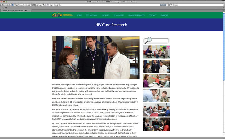 CHEO Research Institute Annual Report Website